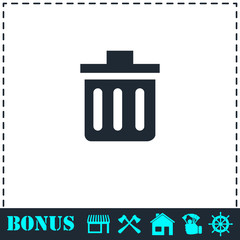 Trash can icon flat