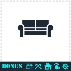 Sofa icon flat