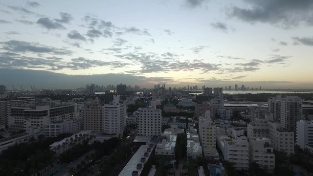 Drone Miami Beach Hotels Dusk Forward