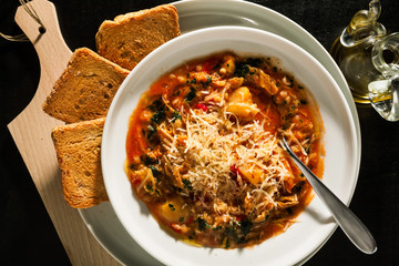 winter Vegetable Soup and slices of zwieback