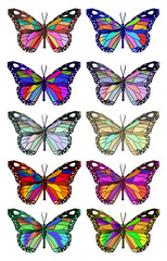 Fototapeta na wymiar Colorful polygonal mosaic butterflies.