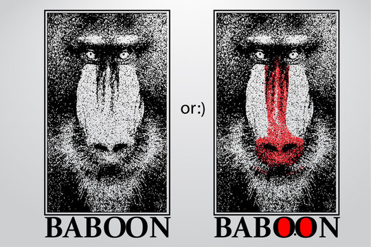 Silhouette of a baboon from particles.