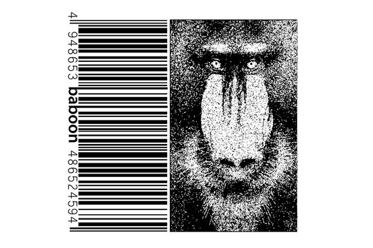 Silhouette of a baboon from particles.