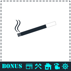 Cigarette icon flat