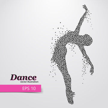 Silhouette of a dancing girl from triangle. Dancer woman