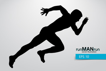 Silhouette of a running man.