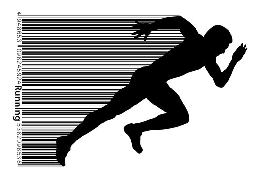 Silhouette of a running man.