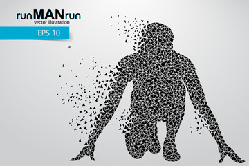 Silhouette of a running man from triangle.