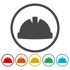 Safety worker hardhat icons set