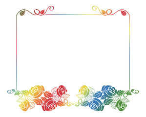 Fototapeta na wymiar Beautiful frame with roses silhouettes.
