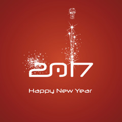 Fototapeta na wymiar New Year 2017 cyberspace firework white red vector