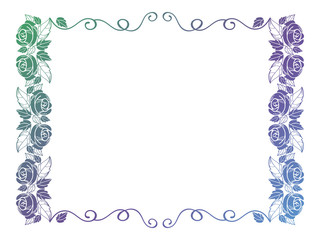 Beautiful frame with roses silhouettes.