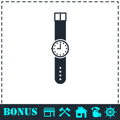 Wristwatch icon flat
