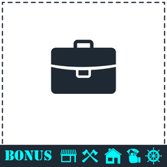 Briefcase icon flat