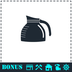 Coffee maker icon flat