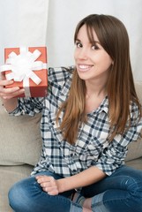 woman with xmas present