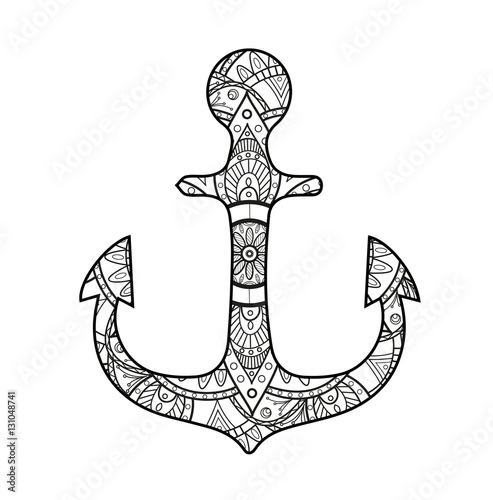 Download "Vector illustration of a black and white anchor mandala ...