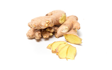 Ginger root on white background