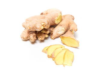 Ginger root on white background