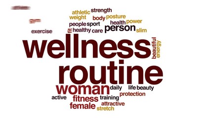 Wellness routine animated word cloud.