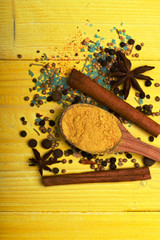 spicy fragrant spices in spoons