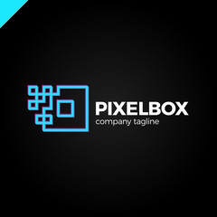 Business corporate colorful letter O logo design vector logotype for technology. Pixel square or box icon