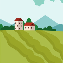 Obraz na płótnie Canvas Farm house vector illustration.