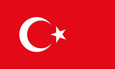 The national flat flag of Turkey. red color with star and half moon, 2d background.