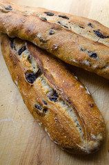 Fresh baked loaves of artisan bread