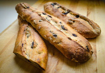 Fresh baked loaves of artisan bread