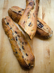 Fresh baked loaves of artisan bread