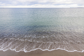 Coastline of Baltic sea in winter. Travemuende sea resort, Germany