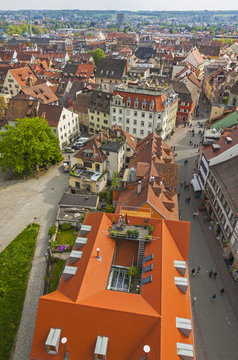 Aerial skyline view of Konstanz city, Baden-Wurttemberg state, Germany