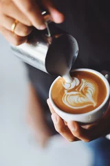 Poster Im Rahmen coffee latte art in coffee shop © chayathon2000
