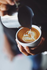 coffee latte art in coffee shop - 131052962