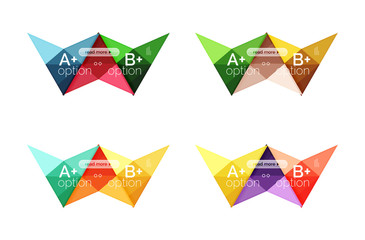 Colorful arrow option infographics banners, business geometric templates