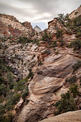 Fototapeta na wymiar Layers upon layers of red rock peaks, Zion National Park, Utah