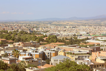 Aerial view on Cagliari in Sardinia, Italy.