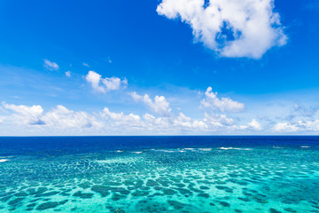 Obraz premium Sea, reef, landscape. Okinawa, Japan, Asia.