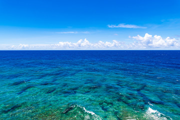 Naklejka na ściany i meble Sea, reef, landscape. Okinawa, Japan, Asia.