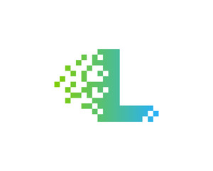 Letter L Digital Pixel Logo Design Template Element