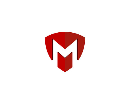 Letter M Shield Logo Design Element