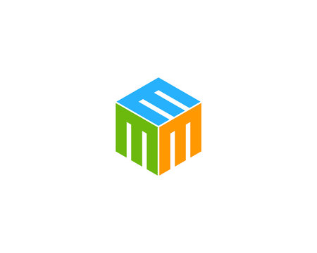 Letter M Box Cube  Logo Design Element