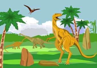 Dino world vector illustration.