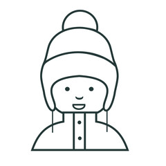 Line icon. Girl in winter clothes. Winter sports pictogram collection.