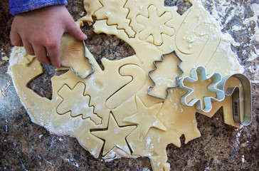 Overhead child making cookies