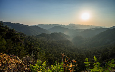 Sunset in the mountains of Troodos