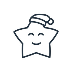 christmas star smile line web icon on white background
