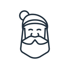 christmas santa smile face line web icon on white background