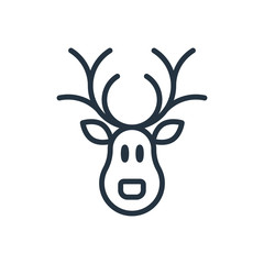 christmas santa reindeer line web icon on white background